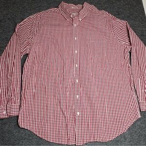 Merona Men’s Red & White Plaid Long Sleeve Button Down Casual Shirt Size XXL